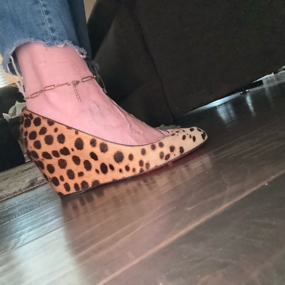 Christian Louboutin Leopard Wedges with Red Soles - Picture 5 of 8